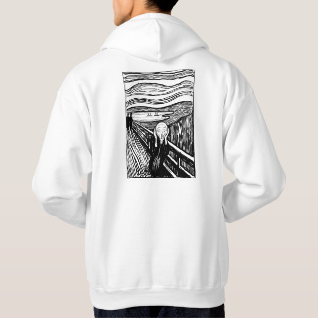 The Scream by Edvard Munch – Black Line Art Hoodie (Rückseite)