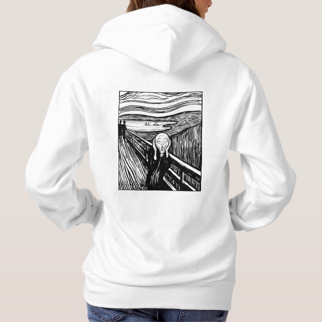 The Scream by Edvard Munch – Black Line Art Hoodie (Rückseite)