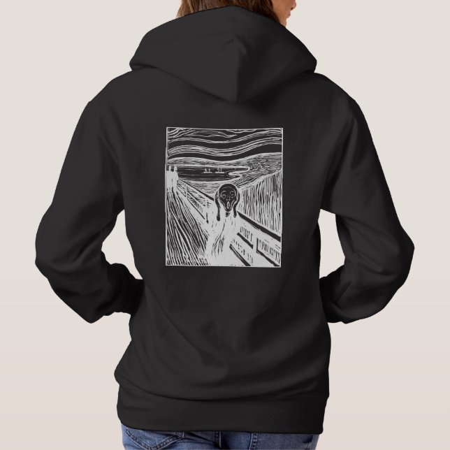 The Scream by Edvard Munch – White Line Art Hoodie (Rückseite)