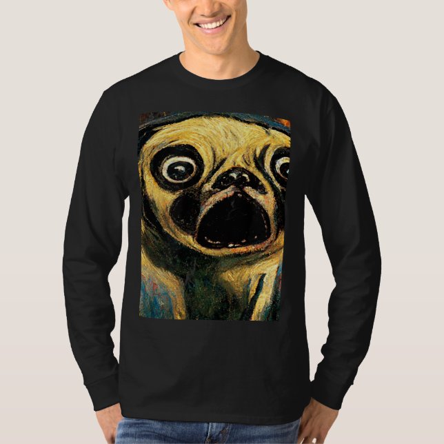 The Scream Pug Version  Cute Dog T-Shirt (Vorderseite)