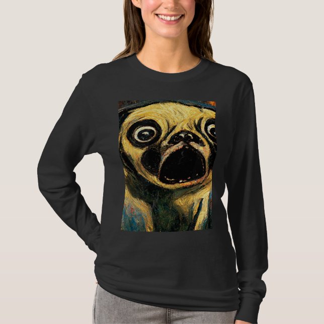 The Scream Pug Version  Cute Dog T-Shirt (Vorderseite)