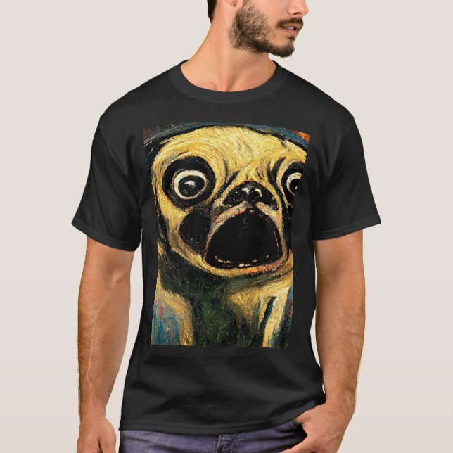 The Scream Pug Version  Cute Dog T-Shirt (Vorderseite)