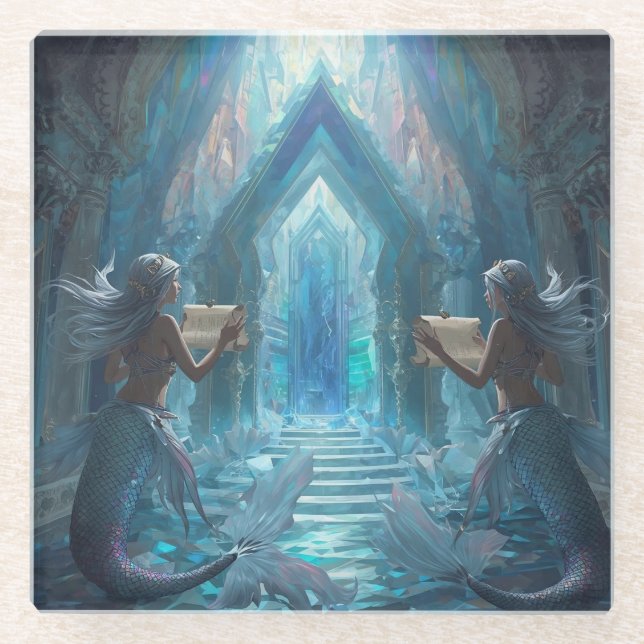 The Scroll Keepers of the Deep” Glasuntersetzer (Vorderseite)