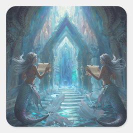 The Scroll Keepers of the Deep” Quadratischer Aufkleber