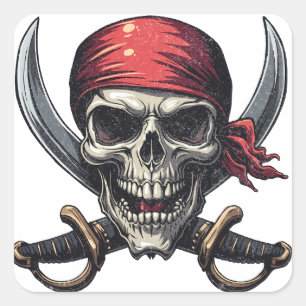 The Sea Pirate Tavern - Skull in Bones Quadratischer Aufkleber