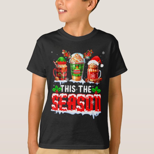 The Season Christmas Three Santa Reindeer Elf Coff T-Shirt (Vorderseite)