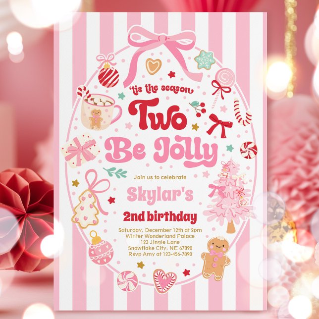 The Season Two Be Jolly Christmas Bow 2nd Birthday Einladung (Von Creator hochgeladen)
