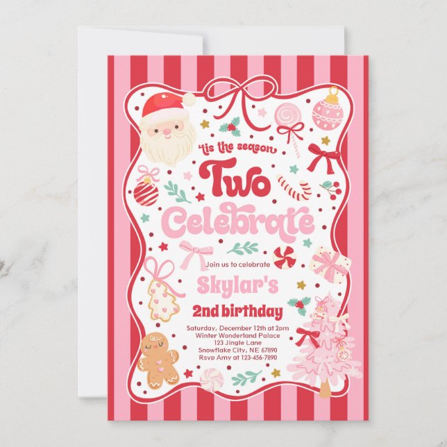 The Season Two Celebrate Christmas 2nd Birthday Einladung (Vorderseite)