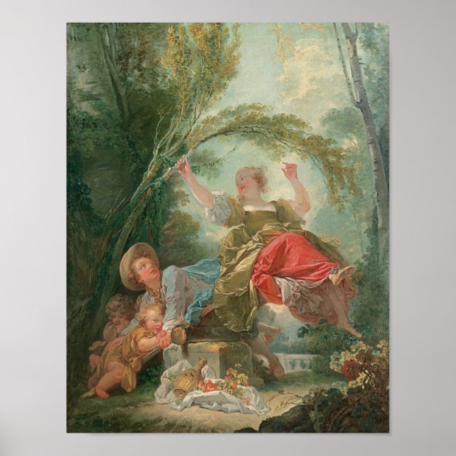 The See Saw - Fragonard Playful Rokoko Art Poster (Vorne)