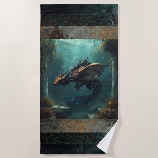 "The Seeker" Unterwasser-Drache Strandtuch (Vorderseite)
