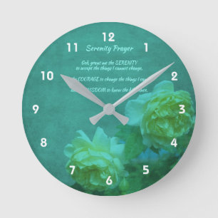 The Serenity Prayer Roses Inspirational       Runde Wanduhr