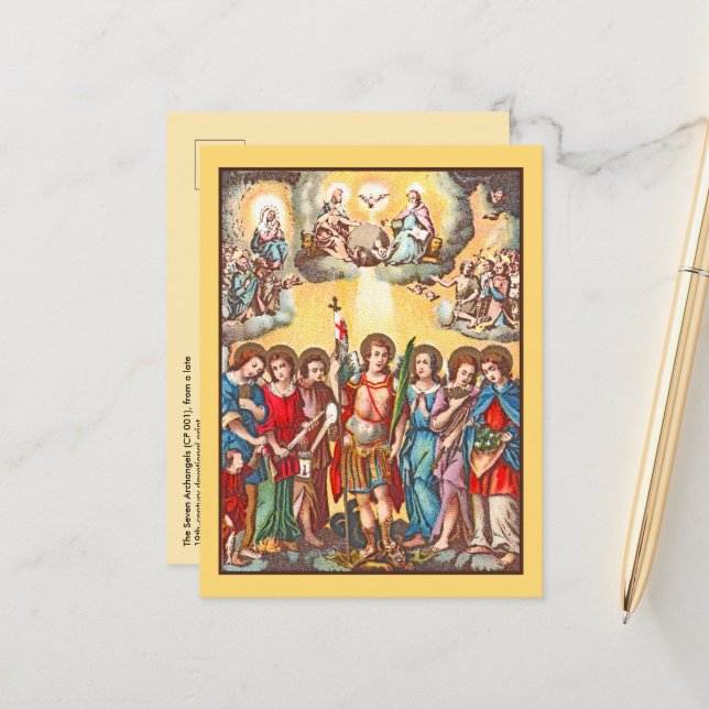 The Seven Archangels (CP 001; Chromolithograph Postkarte (Vorderseite/Rückseite Beispiel)