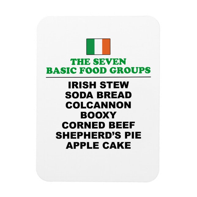 The Seven Basic Food Groups Funny Irish Magnet (Vertikal)