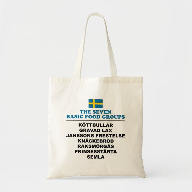 The Seven Basic Food Groups Funny Swedish Tragetasche (Vorne)
