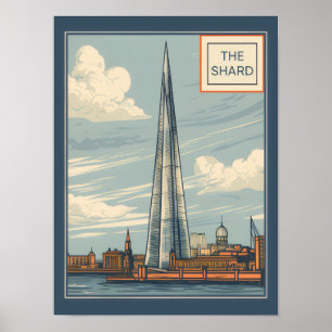 The Shard London UK Vintage Reise Poster