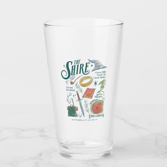 THE SHIRE™ Wasserfarben-Collage-Grafik Glas (Vorderseite)