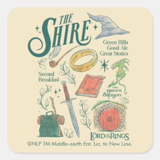 THE SHIRE™ Watercolor-Collage-Grafik Quadratischer Aufkleber
