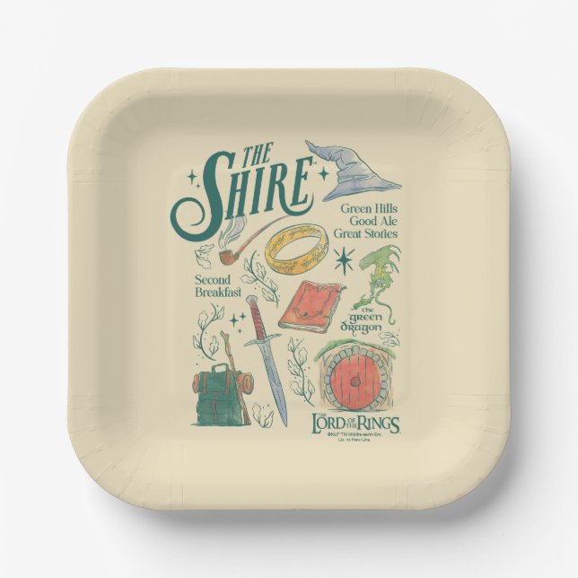 THE SHIRE™ Watercolor Collage Graphic Pappteller (Vorderseite)