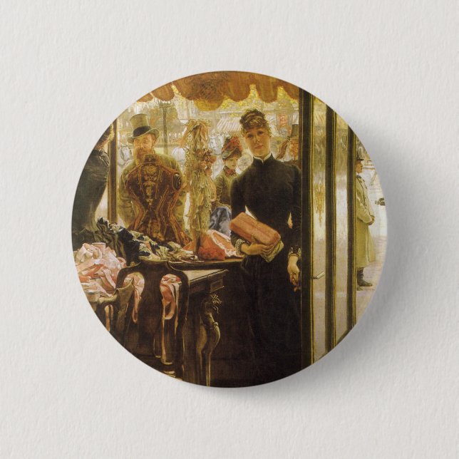 The Shop Girl von James Tissot, Viktorianische Kun Button (Vorderseite)
