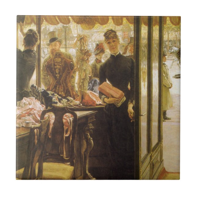 The Shop Girl von James Tissot, Viktorianische Kun Fliese (Vorderseite)