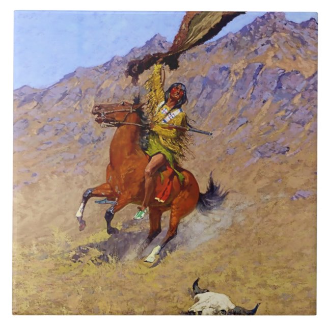 "The Signal" Western Art von Frederic Remington Fliese (Vorderseite)
