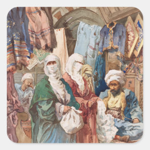 „The Silk Bazaar“-Kunstaufkleber Quadratischer Aufkleber