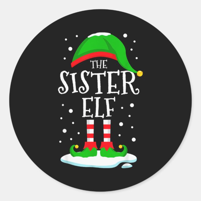 The Sister Elf Christmas Family Matching Xmas Grou Runder Aufkleber (Vorderseite)