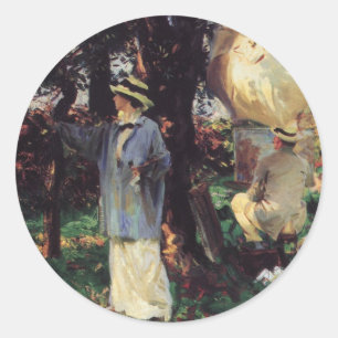 The Sketchers von John Singer Sargent Runder Aufkleber