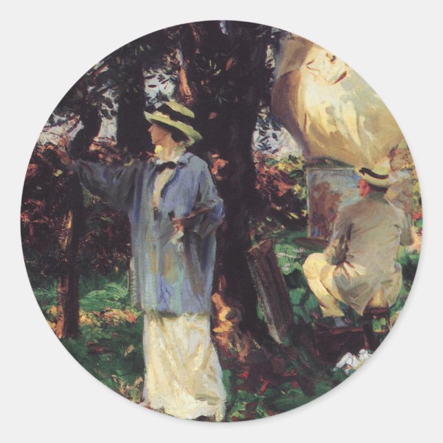 The Sketchers von John Singer Sargent Runder Aufkleber (Vorderseite)