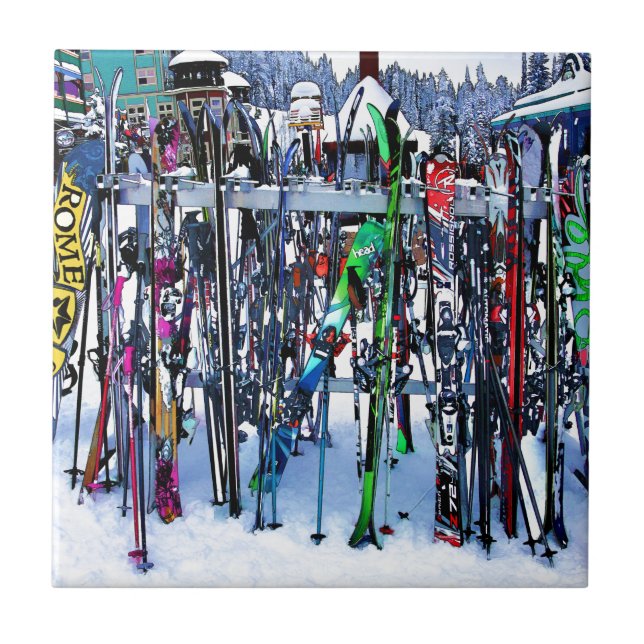 The Ski Party - Skis and Poles Fliese (Vorderseite)