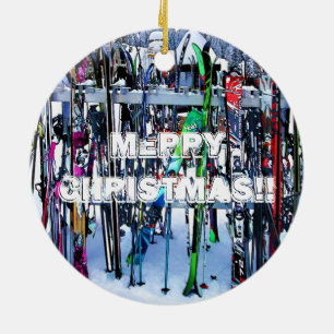 The Ski Party - Skis and Poles Keramikornament