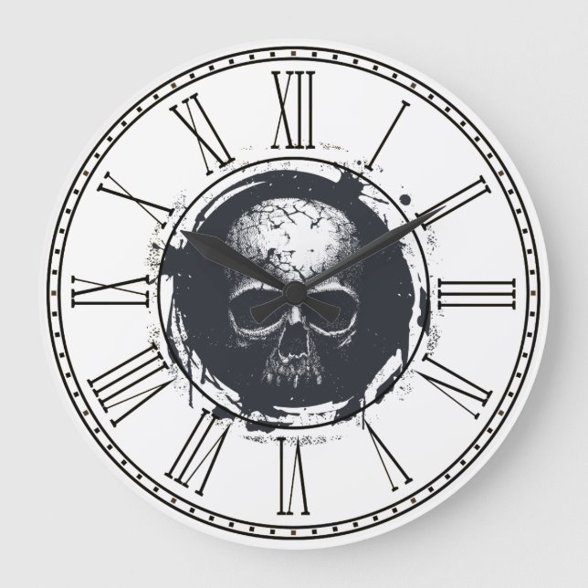 The Skull Face of Time Große Wanduhr (Vorderseite)