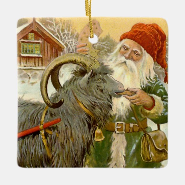 "The Sled Goat" von Jenny Nystrom Keramikornament (Vorderseite)