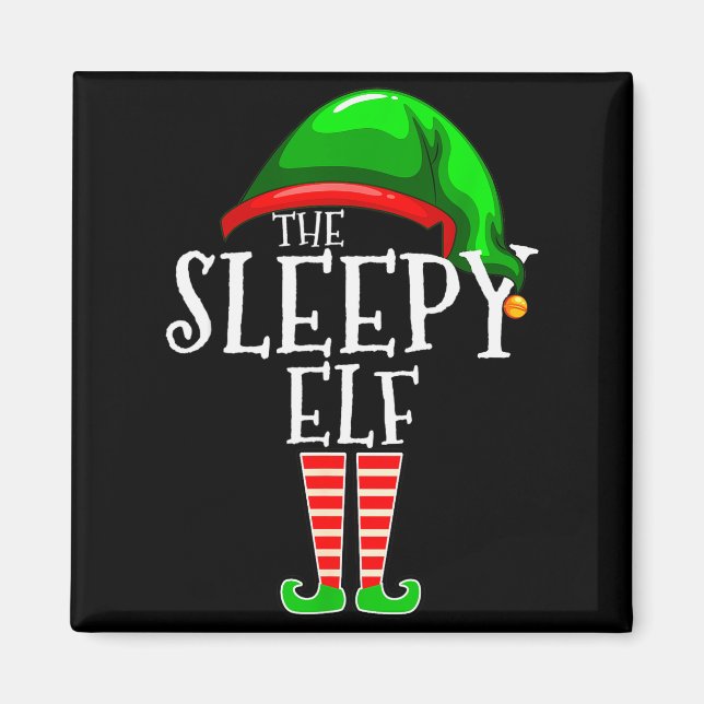 The Sleepy Elf Group Matching Family Christmas Gif Magnet (Vorne)