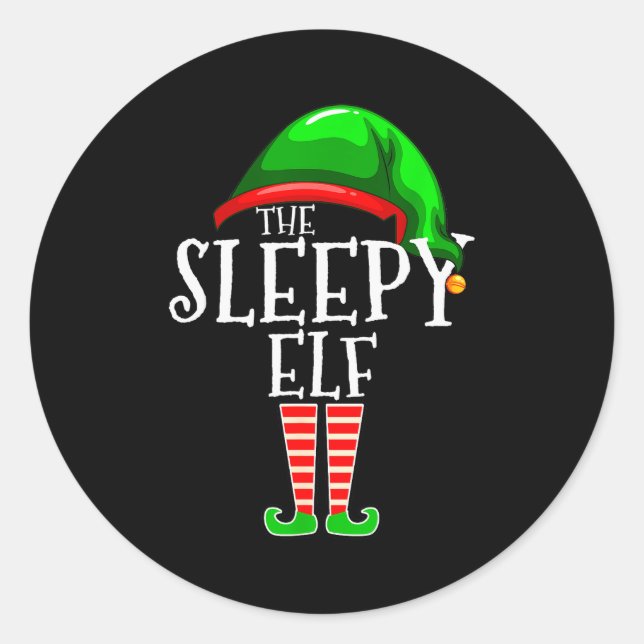 The Sleepy Elf Group Matching Family Christmas Gif Runder Aufkleber (Vorderseite)
