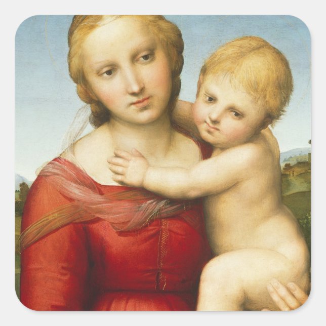 The Small Cowper Madonna, c.1505 (Öl/Öl) Quadratischer Aufkleber (Vorderseite)