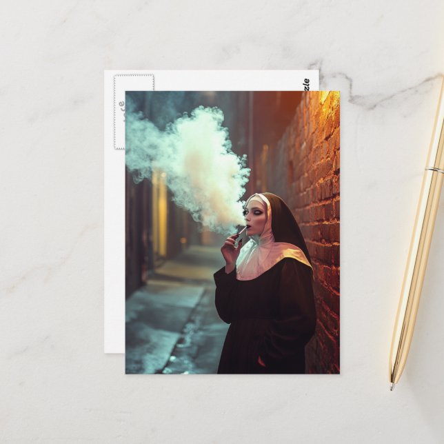 The Smoking Nun Postkarte (Vorderseite/Rückseite Beispiel)