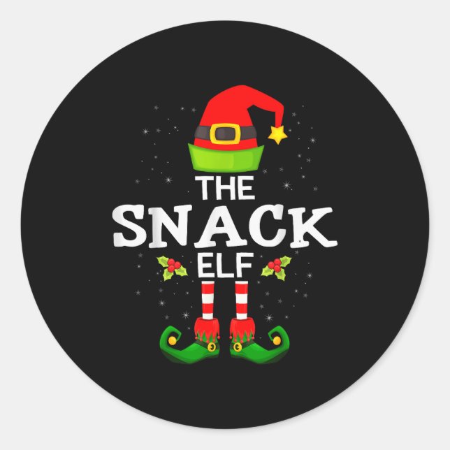 The Snack Elf Christmas Family Matching Pajama  Runder Aufkleber (Vorderseite)