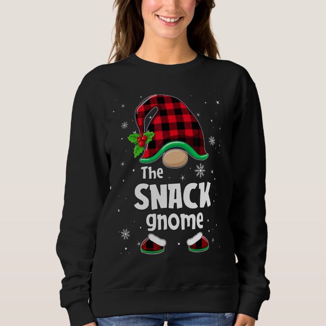 The Snack Gnome Buffalo Plaid Christmas Matching F Sweatshirt (Vorderseite)