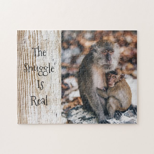 The Snuggle is Real Hugging Parent Child Monkeys Puzzle (Horizontal)