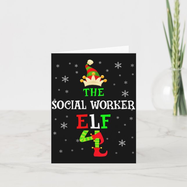 The Social Worker Elf Christmas Elf Matching Famil Karte (Vorderseite)