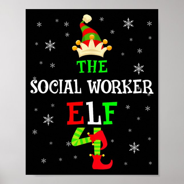 The Social Worker Elf Christmas Elf Matching Famil Poster (Vorne)