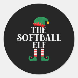 The Softball Elf Funny Christmas Runder Aufkleber