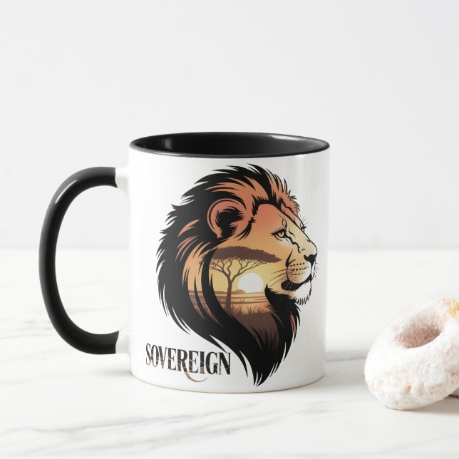 The Sovereign Lion Savannah Sunset Tasse (Mit Donut)