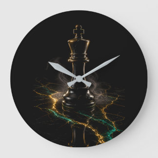 The Sovereign | Luxury Dark Chess King Acrylic Große Wanduhr