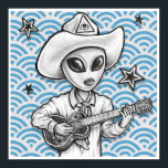 "The Space Cowboy" art print -(Pop surreal sci-fi) Poster<br><div class="desc">Grosser,  vollfarbiger Kunstposter-Druck meines gemischten Medienkunstwerks "The Space Cowboy". Hochwertige Druckqualität und gerahmt. Fügen Sie Ihren Mauern heute einen Ausschnitt aus dieser Welt Cartoon Surrealismus hinzu!</div>