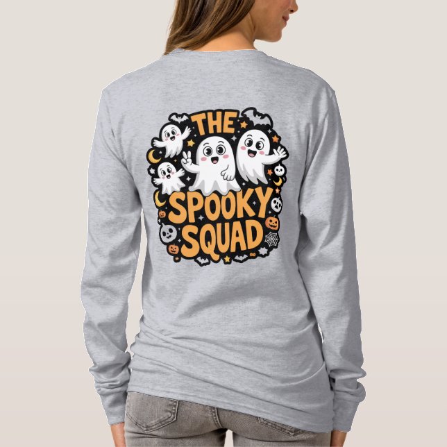 The Spooky Squad – Cute Happy Ghost Halloween art T-Shirt (Rückseite)