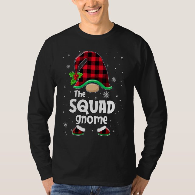 The Squad Gnome Buffalo Plaid Christmas Matching F T-Shirt (Vorderseite)