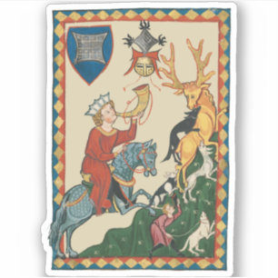 The Stag Hunt, Mittelalterliche Kunst aus dem 14. Aufkleber