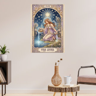 The Star Tarot Card Style Mucha Art Nouveau Poster